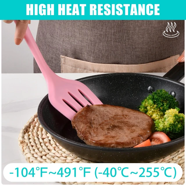 Alt view image 5 of 7 - Silicone Spatula Set 5 Pieces Heat Resistant Non-Stick Rubber Spatulas for Baking Cooking Mixing Scraping Nonstick Cookware Kitchen Utensils (Pink)