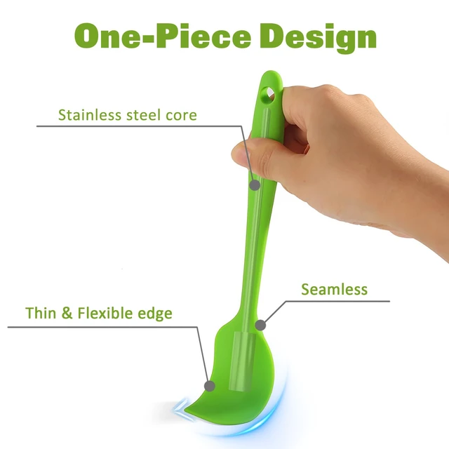 Alt view image 4 of 7 - Silicone Spatula, 8.5 inch Rubber Spatula Heat Resistant One Piece Design Non-Stick Flexible Kitchen Scrapers with Stainless Steel Core for Baking, Mixing, Cooking (5-piece)