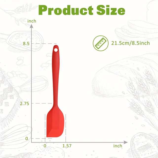 Alt view image 6 of 7 - Silicone Spatula, 8.5 inch Rubber Spatula Heat Resistant One Piece Design Non-Stick Flexible Kitchen Scrapers with Stainless Steel Core for Baking, Mixing, Cooking (5-piece)