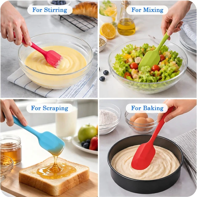 Alt view image 6 of 7 - 6 Pack Small Silicone Spatula - Rubber Spatula for Baking Cooking | Food-Grade Silicone with Embedded Stainless Steel Core One-piece Seamless Construction Heat Resistance Baking Mixing Tool