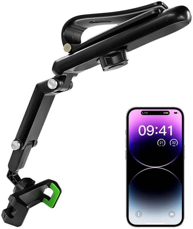 Main image of Car Sun Visor Phone Holder, 1080° Rotatable Multifunctional Rearview Mirror Phone Holder, Foldable Adjustable Sun Visor Mount Clip Compatible with Most Smartphones
