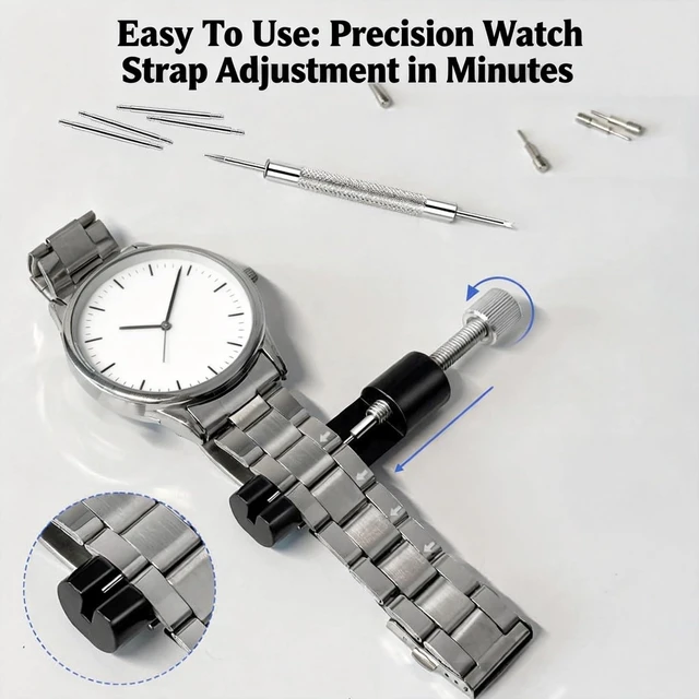 Alt view image 4 of 7 - Heavy Duty Watch Link Removal Tool Kit, Watch Band Resizing Tool | With Extra Pins & Spring Bars, Precision Pin Removal, Easy Operation, Durable Metal, for Most Watch Strap Adjustment & Repair
