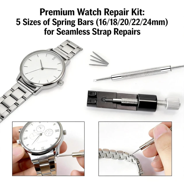 Alt view image 3 of 7 - Heavy Duty Watch Link Removal Tool Kit, Watch Band Resizing Tool | With Extra Pins & Spring Bars, Precision Pin Removal, Easy Operation, Durable Metal, for Most Watch Strap Adjustment & Repair