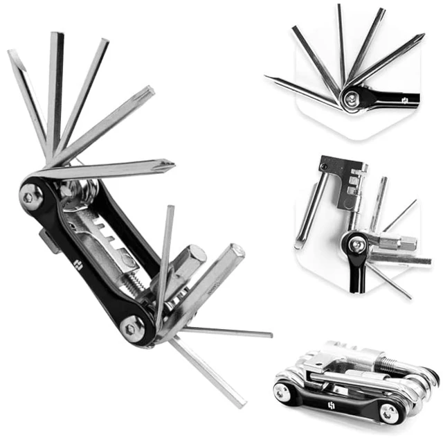 Main image of Bike Multitool - Bike Tool Kit -12 In 1 Lightweight Stainless Steel Bicycle Multi tool - Safety Locking, Survival Gear With Hex Key, Screwdriver, Chain Cutting Tool by Hayvenhurst