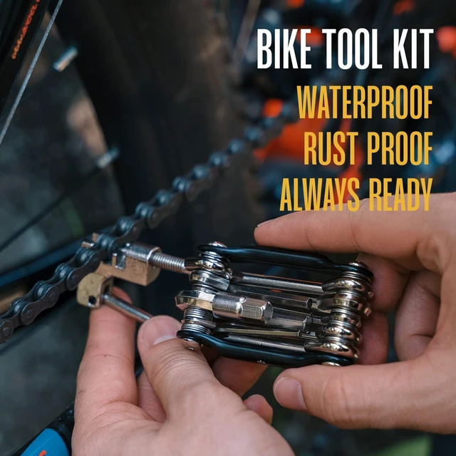 Alt view image 5 of 7 - Bike Multitool - Bike Tool Kit -12 In 1 Lightweight Stainless Steel Bicycle Multi tool - Safety Locking, Survival Gear With Hex Key, Screwdriver, Chain Cutting Tool by Hayvenhurst