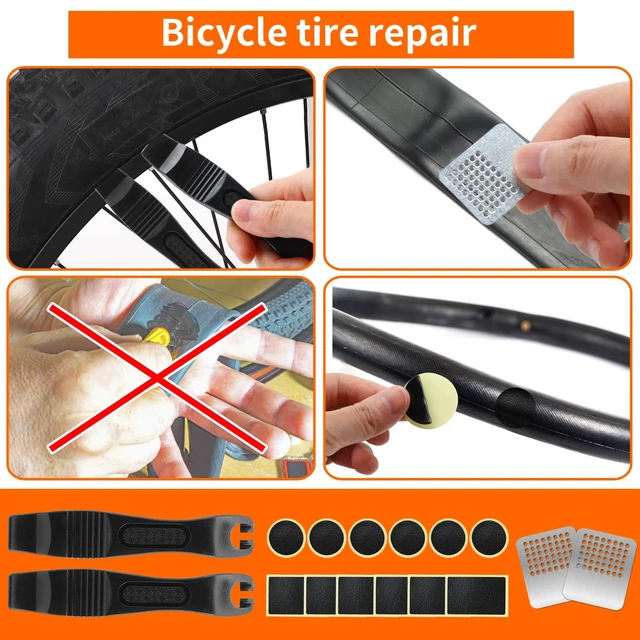 Alt view image 5 of 7 - Bike Repair Kit - 16-in-1 Bike Multitool, Portable Bicycle Tools with Tire Patch Kit for Mountain Road Bikes Camping Travel (US)