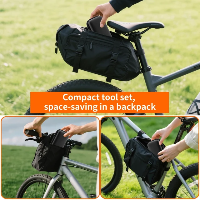 Alt view image 6 of 7 - Bike Repair Kit - 16-in-1 Bike Multitool, Portable Bicycle Tools with Tire Patch Kit for Mountain Road Bikes Camping Travel (US)