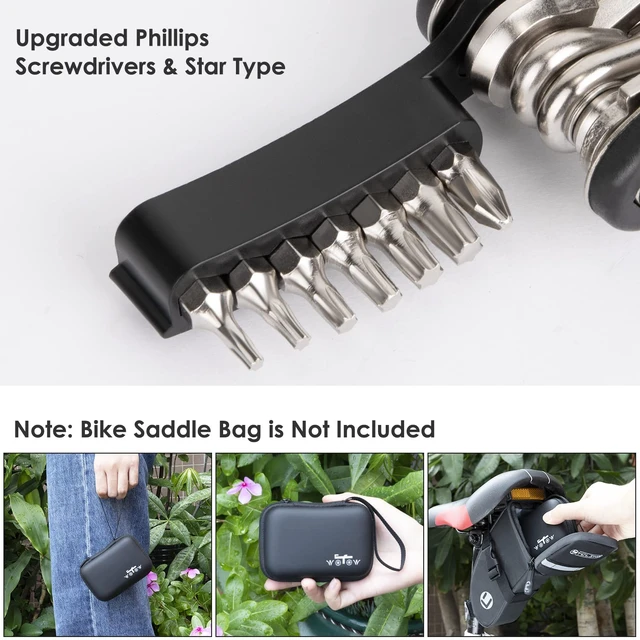 Alt view image 2 of 7 - Bike Tool Kit, Portable Repair Mountain Bicycle Multitool, 21 in 1 | With Carrying Case, Emergency Cycling Multitool, Hex Key Wrench, Tube Patch Kit,Tire Lever, For Mountain Bike Maintenance