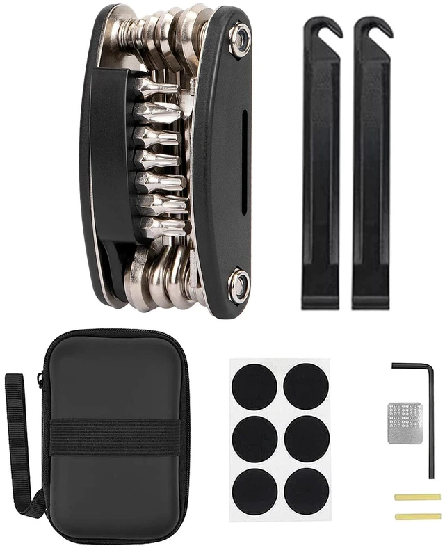 Main image of Bike Tool Kit, Portable Repair Mountain Bicycle Multitool, 21 in 1 | With Carrying Case, Emergency Cycling Multitool, Hex Key Wrench, Tube Patch Kit,Tire Lever, For Mountain Bike Maintenance