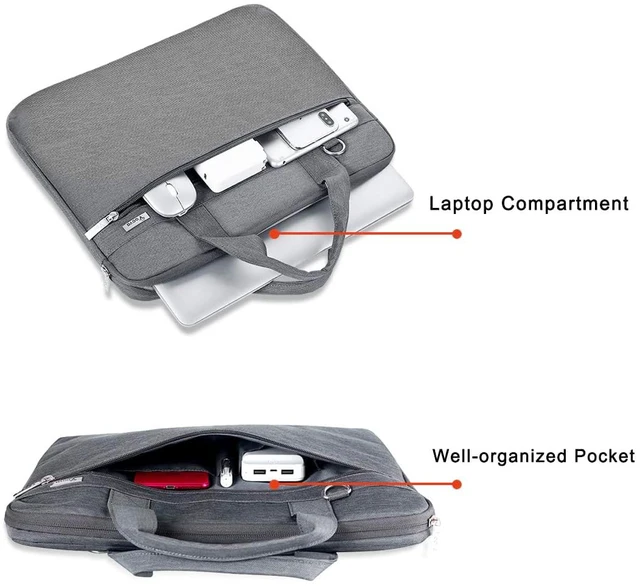 Alt view image 4 of 7 - 17.3-17 Inch Laptop Bag, Shoulder Bag, MacBook Case, Gray | Slim 360-degree protective laptop bag with removable strap; water-repellent and fits MacBook Pro, HP, Dell, Lenovo and Asus