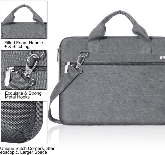 Alt view image 7 of 7 - 17.3-17 Inch Laptop Bag, Shoulder Bag, MacBook Case, Gray | Slim 360-degree protective laptop bag with removable strap; water-repellent and fits MacBook Pro, HP, Dell, Lenovo and Asus