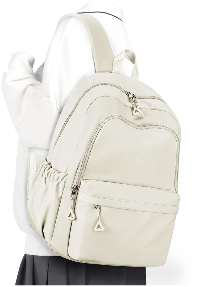Main image of Backpack for School Teen Girls Boys Waterproof School Book Bags | Lightweight Travel Simple College Cute Backpack for Women Men fit 14 Inch Laptop High Bookbag Daypack,Beige
