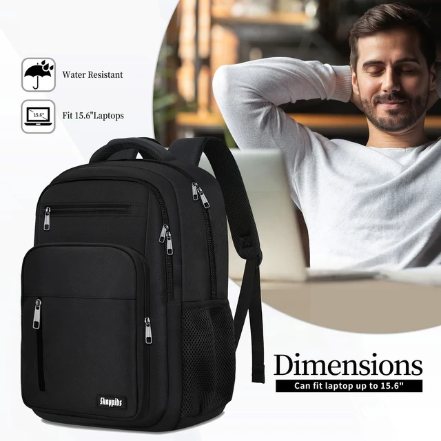 Alt view image 3 of 7 - Black Backpack for Men Women, Laptop Travel Backpacks with Reinforced Straps, School Backpack for Boys Girls Teens, Water Resistent Book bag, Work College Bookbag, back pack
