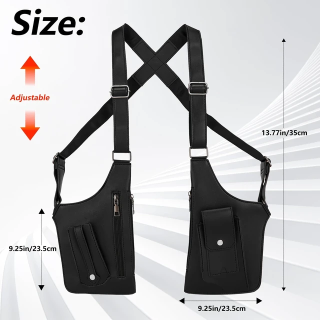 Alt view image 3 of 6 - Double Shoulder Armpit Bag for Men with Adjustable Strap | Leather underarm shoulder bag for men with anti-theft Multi-Pockets phone wallet Ideal for Travel & Daily Commute (Black)