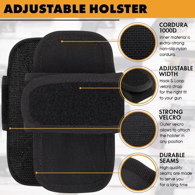 Alt view image 2 of 7 - Adjustable Universal Pistol Holster Insert for Concealed Carry | Black, Fits most compact and full size pistols, 6.1 x 3.15 in, Hook and loop backing mounts in any bag, Ambidextrous
