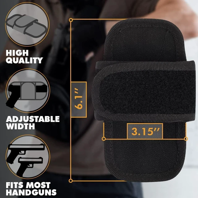Alt view image 3 of 7 - Adjustable Universal Pistol Holster Insert for Concealed Carry | Black, Fits most compact and full size pistols, 6.1 x 3.15 in, Hook and loop backing mounts in any bag, Ambidextrous