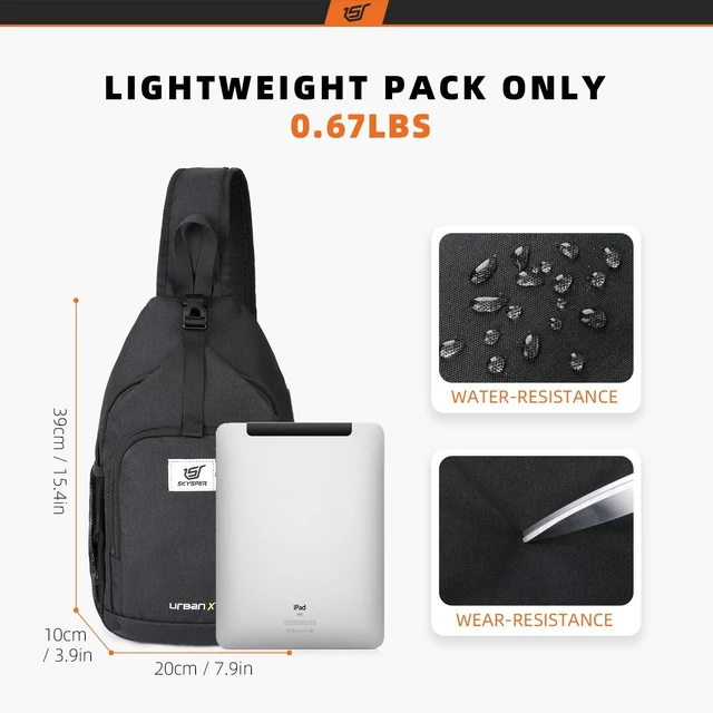 Alt view image 5 of 6 - Sling Bag RFID Crossbody Sling Backpack Cross Body Shoulder Bag Travel Hiking Daypack for Women Men(Black)
