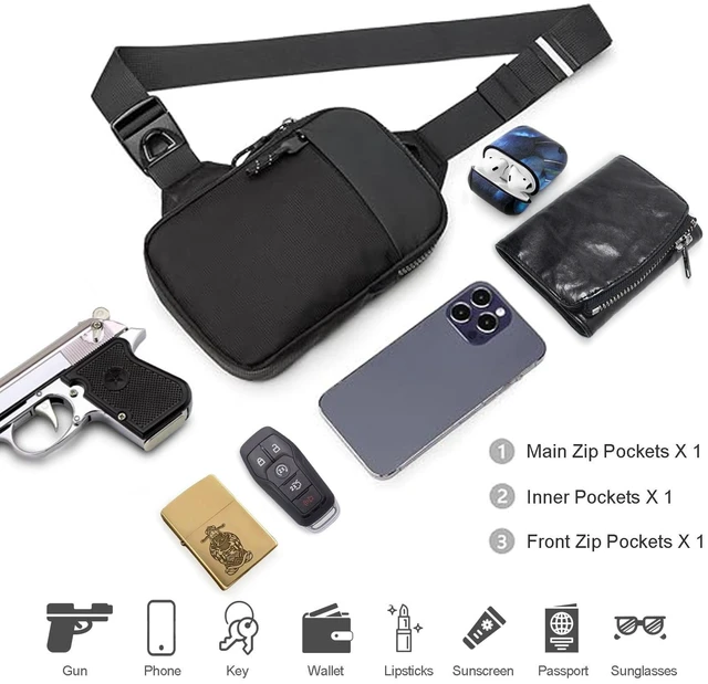 Alt view image 3 of 6 - Tactical Bag Shoulder Chest BackPack with SlingConcealed Carry Shoulder Bag for Range, Travel, Hiking, Outdoor Sports (8.6 x 5.9 inch)
