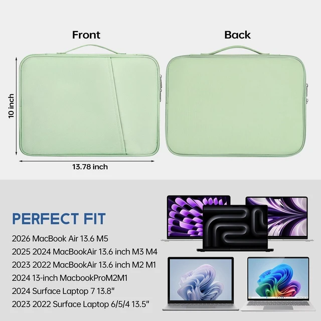 Alt view image 2 of 7 - 13-13.6 in Laptop Sleeve Case Protective Handle Bag with Accessories Pocket | Compatible with 2026 MacBook Neo 13-inch, MacBook Air 13.6 inch M5 M4 M3 M2 Chip Water-Resistant Shockproof