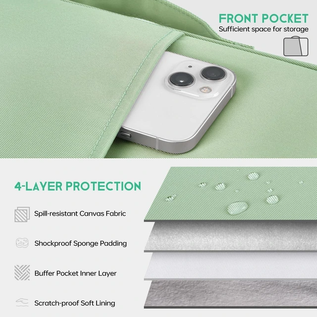Alt view image 3 of 7 - 13-13.6 in Laptop Sleeve Case Protective Handle Bag with Accessories Pocket | Compatible with 2026 MacBook Neo 13-inch, MacBook Air 13.6 inch M5 M4 M3 M2 Chip Water-Resistant Shockproof