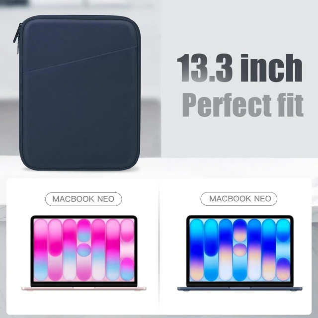 Alt view image 2 of 7 - 13.3-14 Inch Lightweight Laptop Sleeve with Pocket, Indigo | Fits MacBook Neo 13", Mac Air 13.6", Mac Pro 13.3", HP Dell ASUS Acer Googlebook 14" Protective Bag with Front Pocket