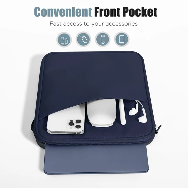 Alt view image 6 of 7 - 13.3-14 Inch Lightweight Laptop Sleeve with Pocket, Indigo | Fits MacBook Neo 13", Mac Air 13.6", Mac Pro 13.3", HP Dell ASUS Acer Googlebook 14" Protective Bag with Front Pocket