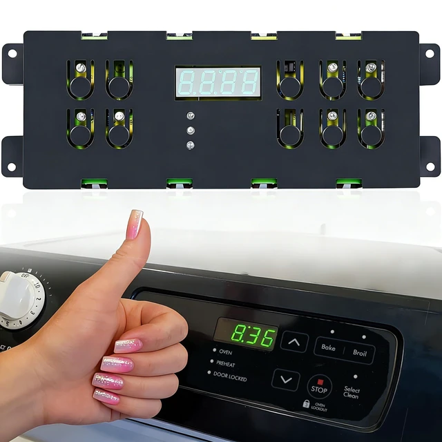 Alt view image 2 of 5 - 316557118 Range Oven Timer Clock Control Board with Black Overlay(1 Year Warranty)Replacement for Frigidaire Kenmore 790 Series & Electrolux Stove 316418208 316557108 AP6016633 PS11749934