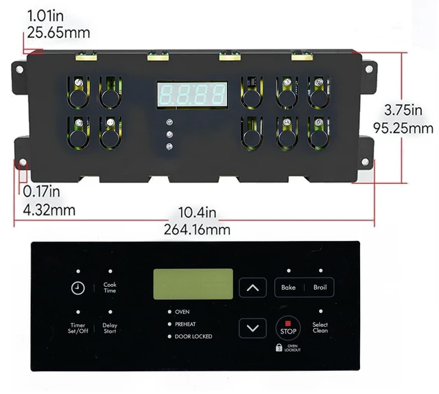 Alt view image 3 of 5 - 316557118 Range Oven Timer Clock Control Board with Black Overlay(1 Year Warranty)Replacement for Frigidaire Kenmore 790 Series & Electrolux Stove 316418208 316557108 AP6016633 PS11749934