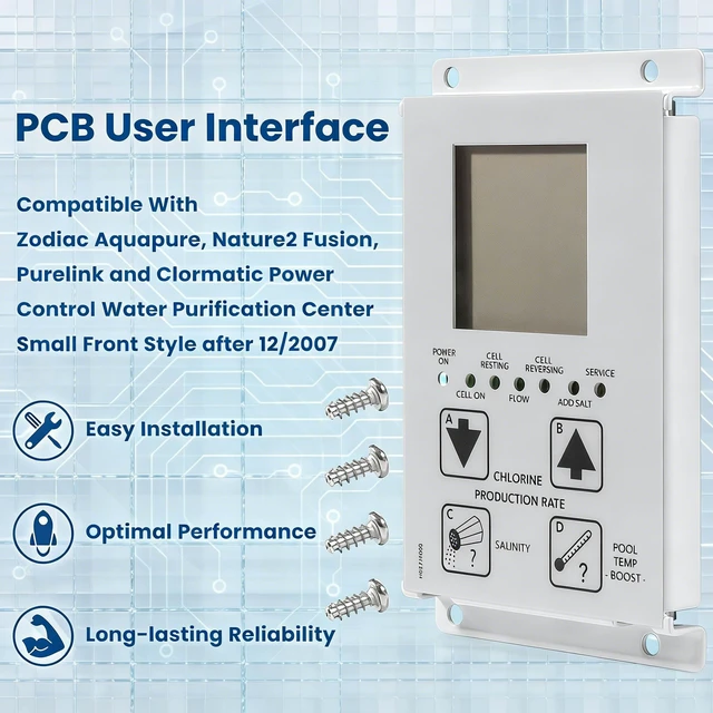 Alt view image 2 of 7 - Xynkaviel R0467400 User Interface Board Touchpad Fit for Zodiac Aquapure,1 Year Warranty Nature2 Fusion,Jandy Purelink Clormatic Power Control Water Purification Centers 6613AP, 6614AP, APUREM, 6612F