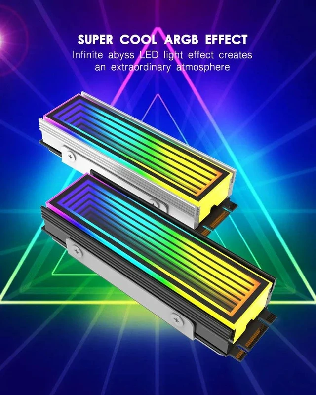 Alt view image 3 of 7 - TEUCER M.2 2280 SSD Heatsink, 5V 3Pin ARGB Infinity Mirror M2 NVMe SSD Cooler Black