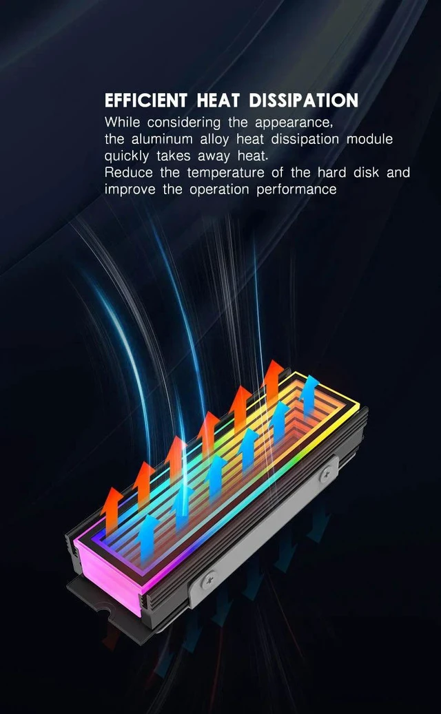 Alt view image 4 of 7 - TEUCER M.2 2280 SSD Heatsink, 5V 3Pin ARGB Infinity Mirror M2 NVMe SSD Cooler Black
