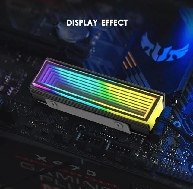 Alt view image 6 of 7 - TEUCER M.2 2280 SSD Heatsink, 5V 3Pin ARGB Infinity Mirror M2 NVMe SSD Cooler Black