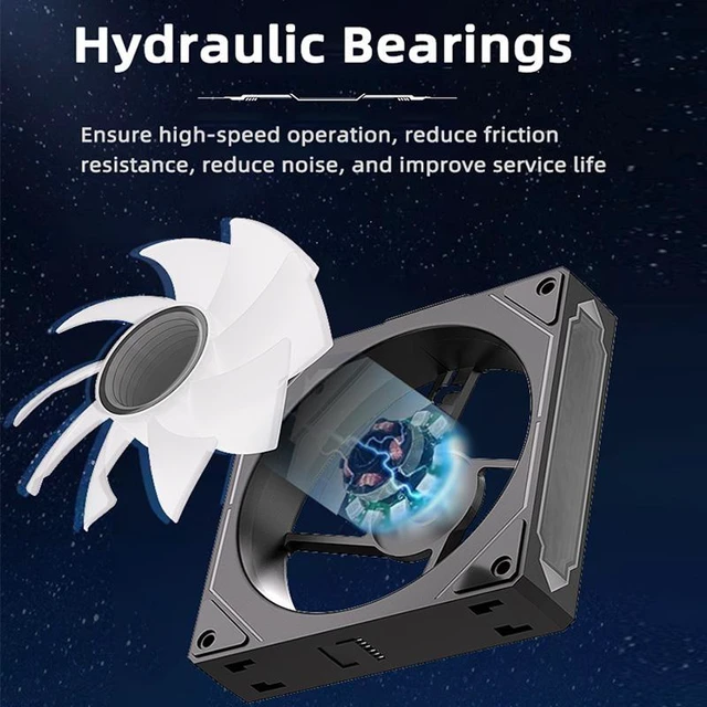 Alt view image 4 of 6 - TEUCER DL-1 120mm ARGB Case Fan, Wire-Free Splicing PWM 4Pin Hydraulic Bearing PC Cooling Fan