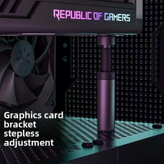 Alt view image 2 of 6 - TEUCER Graphics Card Support Bracket, Magnetic Aluminum GPU Anti-Sag Stand, Stepless Adjustable Height GPU Holder to Prevent GPU Bending for ATX/MATX PC Case