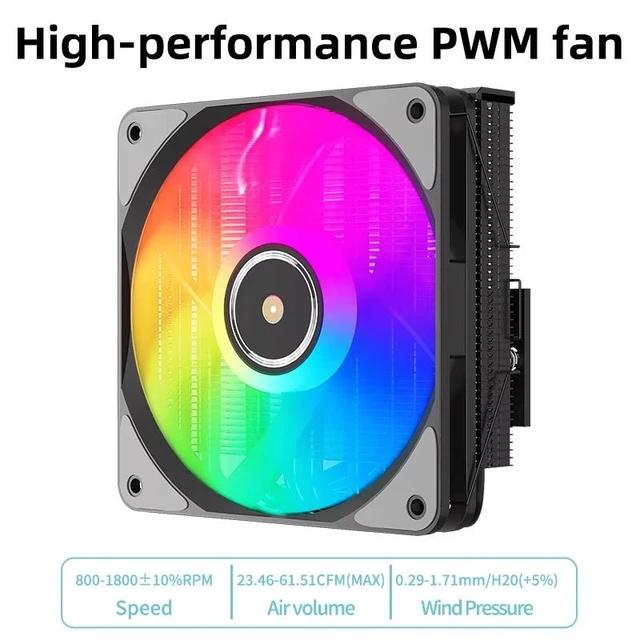 Alt view image 3 of 6 - TEUCER TE-75 Low Profile CPU Cooler 75mm Height, 8×6mm Heat Pipes, 120mm ARGB PWM Fan, ITX Small Form Factor CPU Air Cooler for Intel LGA1700 AMD AM5