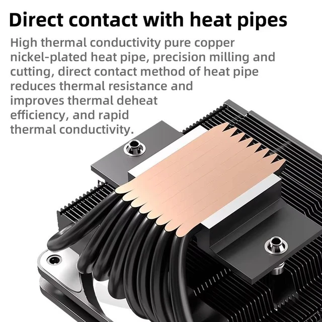 Alt view image 4 of 6 - TEUCER TE-75 Low Profile CPU Cooler 75mm Height, 8×6mm Heat Pipes, 120mm ARGB PWM Fan, ITX Small Form Factor CPU Air Cooler for Intel LGA1700 AMD AM5