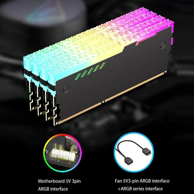 Alt view image 3 of 5 - TEUCER RM-01 ARGB RAM Heatsink, 5V 3Pin Addressable RGB Memory Cooling Vest, Aluminum Alloy RAM Cooler Cover for DDR2/DDR3/DDR4/DDR5 Desktop Memory, Black & White Optional