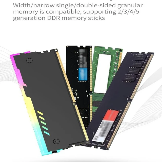 Alt view image 4 of 5 - TEUCER RM-01 ARGB RAM Heatsink, 5V 3Pin Addressable RGB Memory Cooling Vest, Aluminum Alloy RAM Cooler Cover for DDR2/DDR3/DDR4/DDR5 Desktop Memory, Black & White Optional