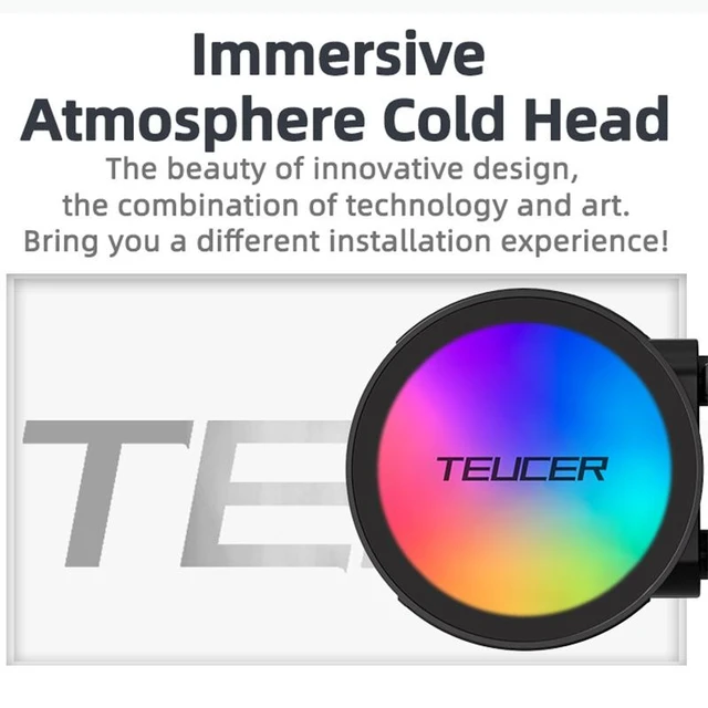 Alt view image 4 of 5 - TEUCER AF-S360 All-in-One CPU Liquid Cooler 360mm Radiator, Colorful RGB Style Lighting, Low Noise PWM Fans, FEP Braided Tube, Multi-Socket Support for Intel & AMD Processors