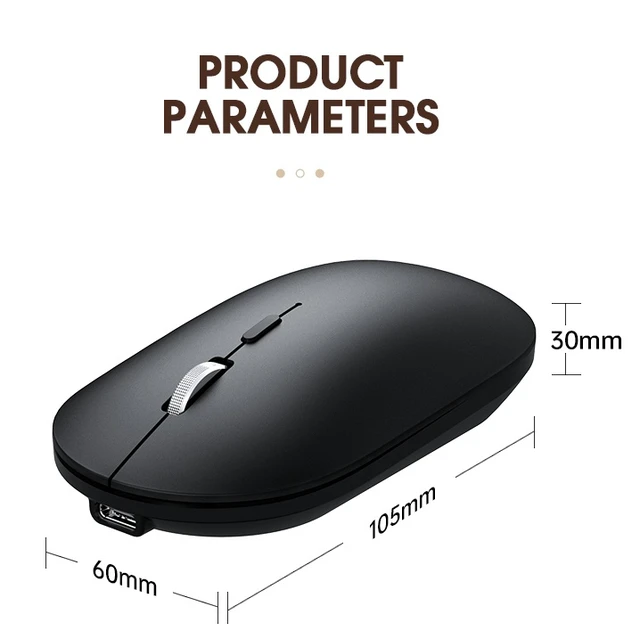 Alt view image 3 of 7 - X2 Wireless Bluetooth Mouse, 2.4G & 5.0 Dual-Mode Rechargeable Silent Mouse, 3 Adjustable DPI (800/1200/1600), Type-C Charging, Smart Sleep, Portable Ergonomic Mice for Laptop, PC, Tablet, MacBook