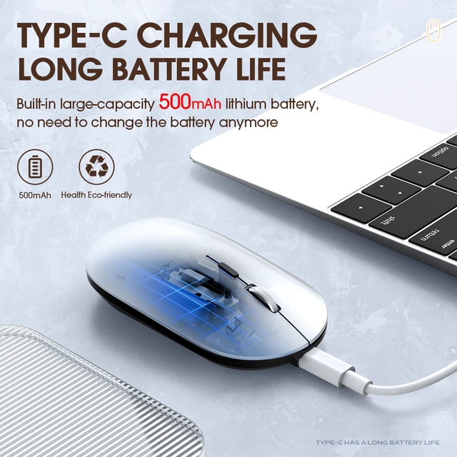 Alt view image 7 of 7 - X2 Wireless Bluetooth Mouse, 2.4G & 5.0 Dual-Mode Rechargeable Silent Mouse, 3 Adjustable DPI (800/1200/1600), Type-C Charging, Smart Sleep, Portable Ergonomic Mice for Laptop, PC, Tablet, MacBook
