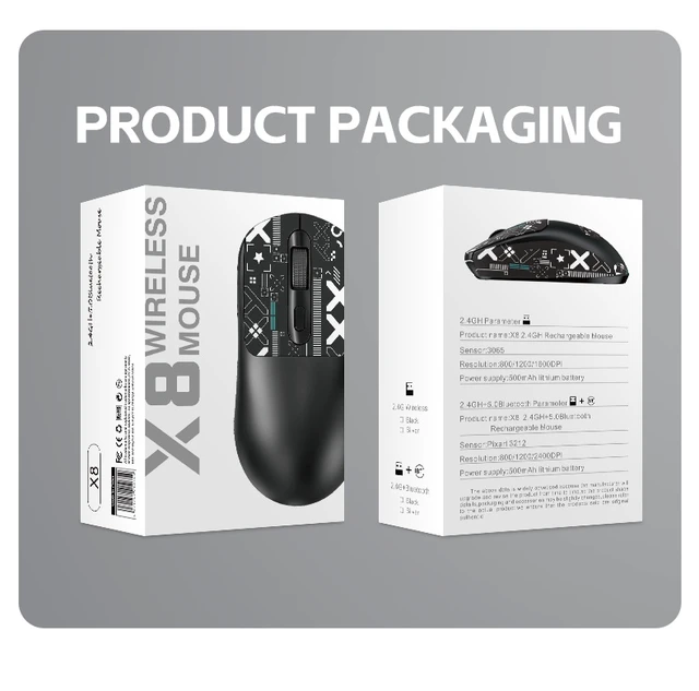 Alt view image 7 of 7 - IXBEET Dual-Mode Wireless Mouse, 2.4G & Bluetooth 5.0, PAW3212 Sensor, 4800 DPI, Type-C Rechargeable, Silent Click, 4D Anti-Slip Wheel, for Office & Business (Black) WHITE