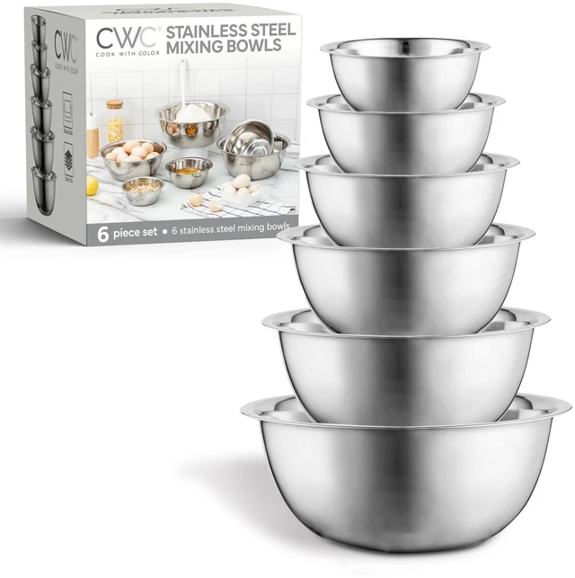 Main image of Stainless Steel Mixing Bowls Set - Nesting Bowls, 6 Pieces, Silver