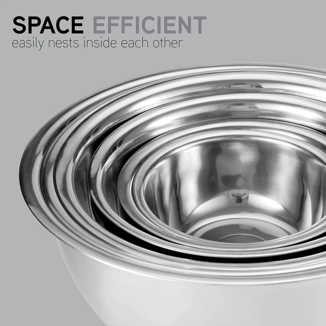 Alt view image 4 of 6 - Stainless Steel Mixing Bowls Set - Nesting Bowls, 6 Pieces, Silver