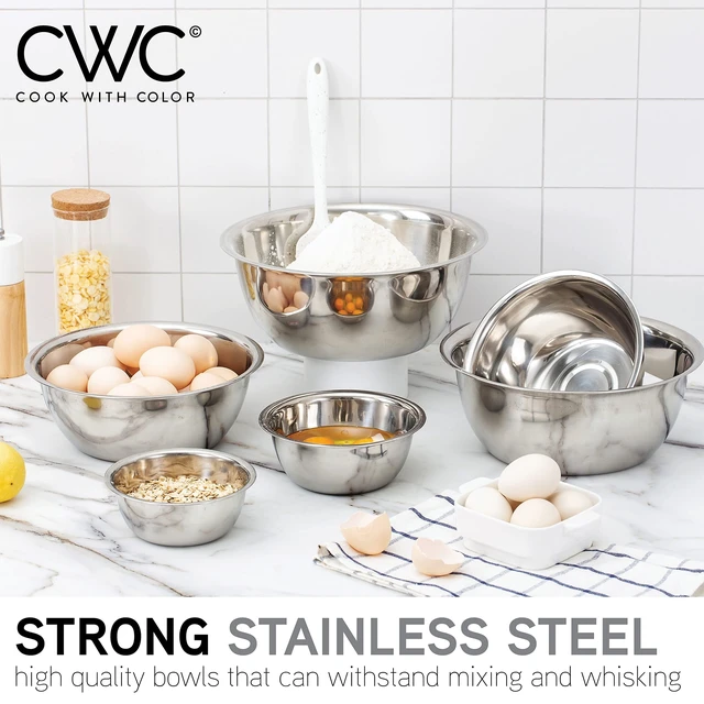 Alt view image 3 of 6 - Stainless Steel Mixing Bowls Set - Nesting Bowls, 6 Pieces, Silver