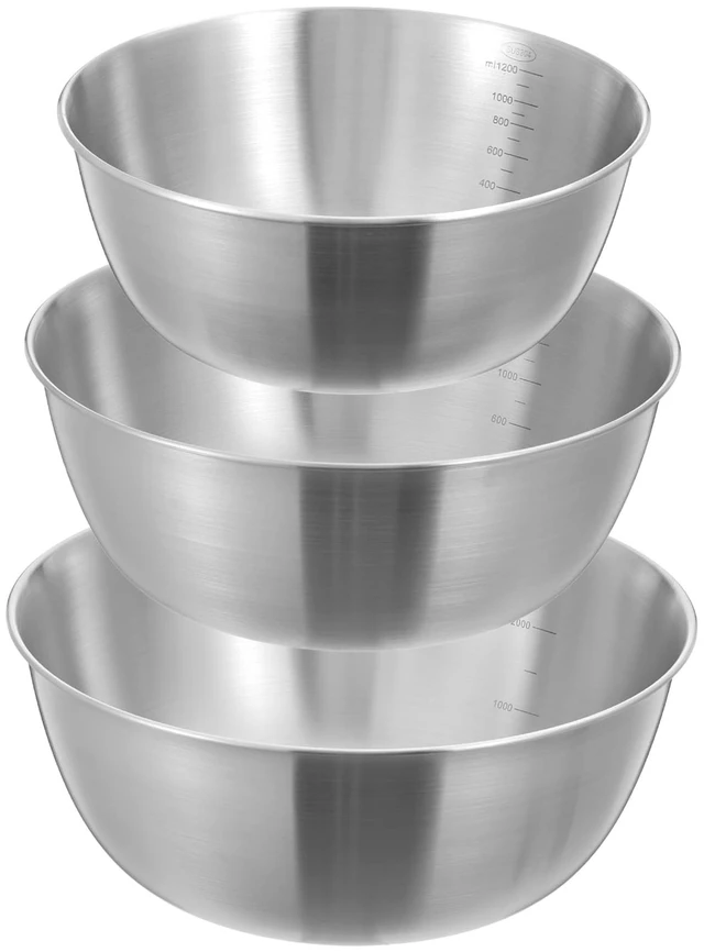 Main image of 3 Pcs Stainless Steel Mixing Bowls Metal Mixing Bowl Set 1.5/ 2.2/ 3.4 Qt | 304 Metal Nesting Prep Bowls, Nesting Set For Food Prep, Kitchen, Cooking, Baking, Salad, Serving, Dishwasher Safe