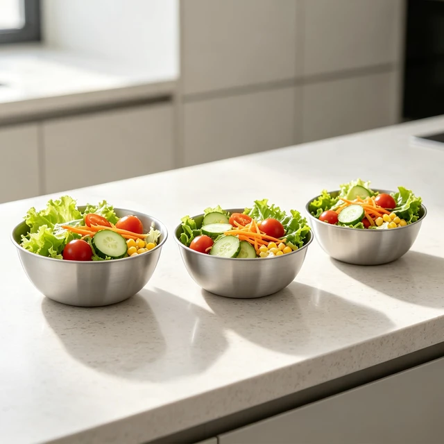 Alt view image 2 of 7 - 3 Pcs Stainless Steel Mixing Bowls Metal Mixing Bowl Set 1.5/ 2.2/ 3.4 Qt | 304 Metal Nesting Prep Bowls, Nesting Set For Food Prep, Kitchen, Cooking, Baking, Salad, Serving, Dishwasher Safe
