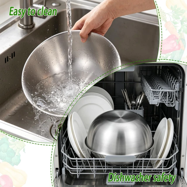 Alt view image 5 of 7 - 3 Pcs Stainless Steel Mixing Bowls Metal Mixing Bowl Set 1.5/ 2.2/ 3.4 Qt | 304 Metal Nesting Prep Bowls, Nesting Set For Food Prep, Kitchen, Cooking, Baking, Salad, Serving, Dishwasher Safe