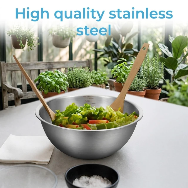Alt view image 5 of 7 - 5 Pack Stainless Steel Mixing Bowls with Marks, Heavy Duty Nesting Bowls Set, Food Grade 304, Dishwasher Safe & Stackable for Cooking, Baking, Prepping (1, 1-1/2, 2, 2-1/2, 3-1/2 QT)