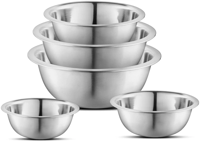 Main image of Premium Stainless Steel Mixing Bowls, Set of 5 Brushed Stainless Steel Mixing Bowl Set, Easy To Clean, Space Saving, Great for Cooking, Baking, Prepping (5 Pc Mixing Bowl)